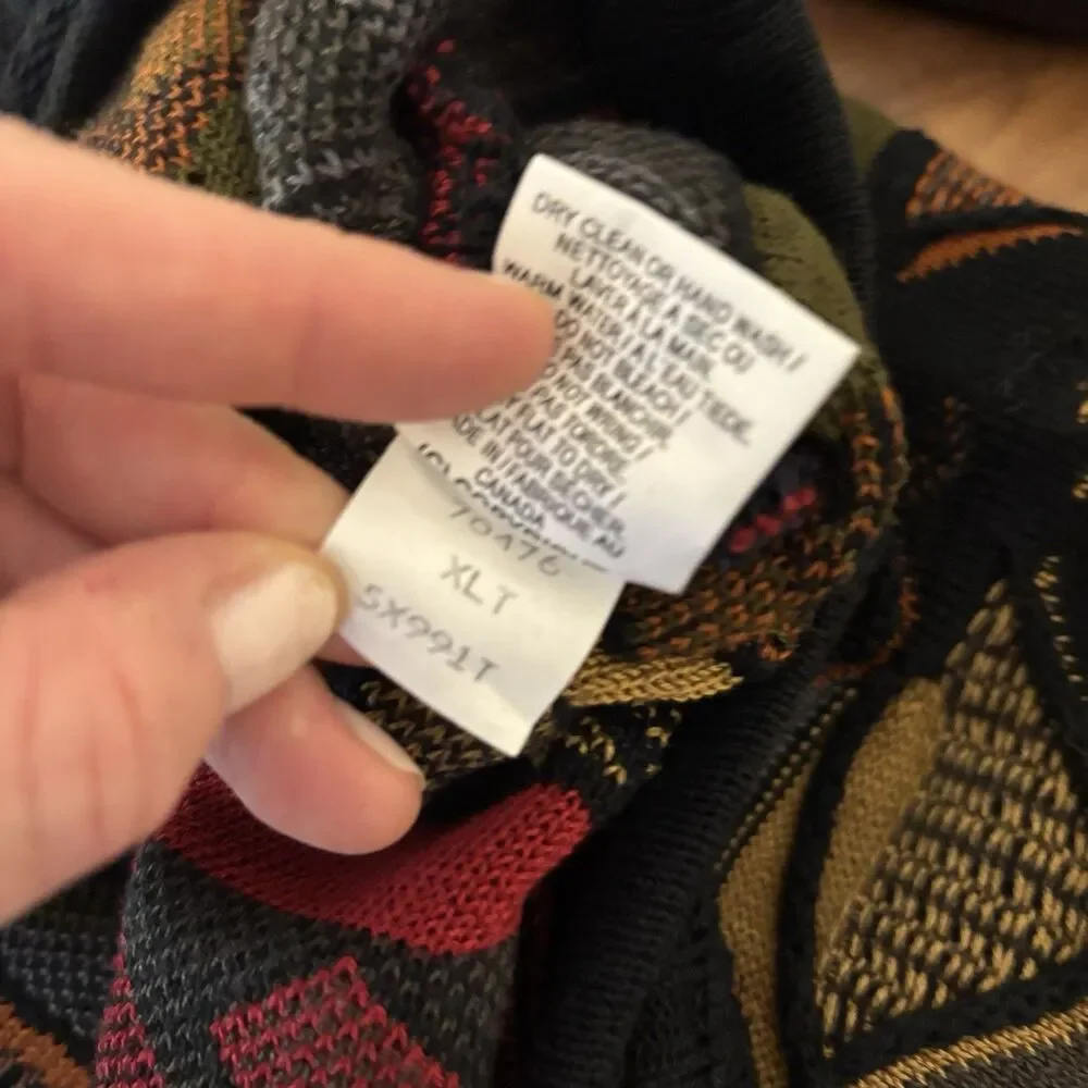 Vintage 1990s Hiphop TUNDRA Textured Sweater XLT Cotton Canada Coogi Colorful - Picture 8 of 8